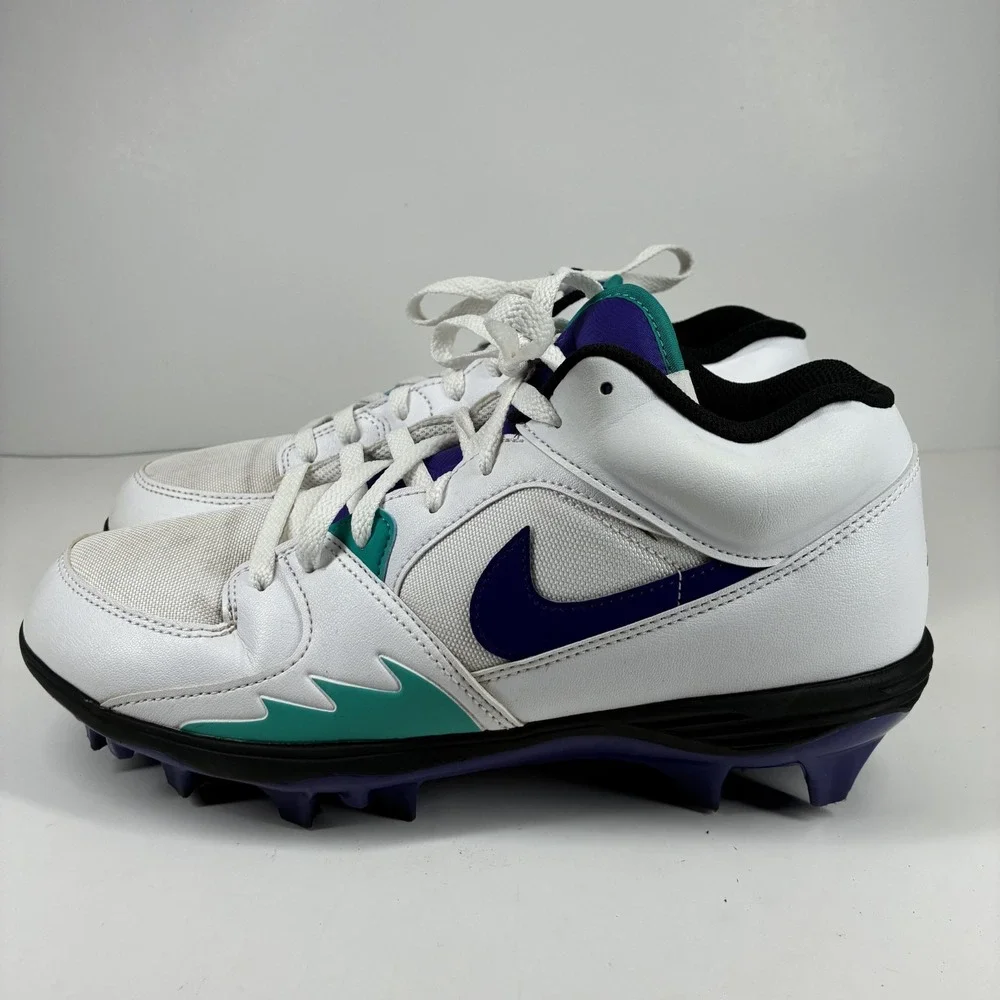 Jordan Brand Stadium 90 Low TD Men's 10.5 White Grape Football Cleats HQ0210-105
